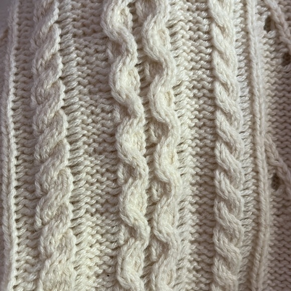 J Crew Lambs Wool Blend Cream Cable Knit Sweater Women’s Large - Picture 6 of 8